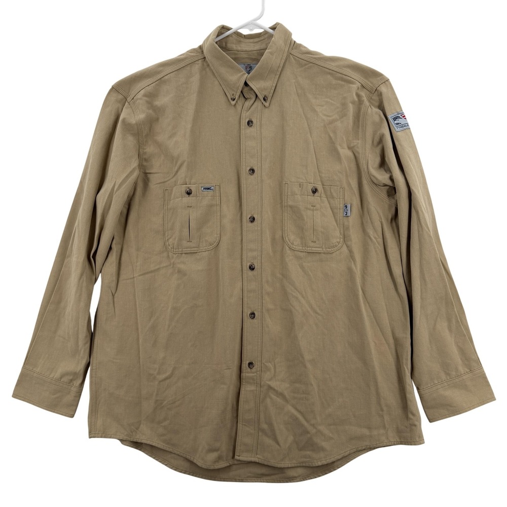 Tyndale Flame Resistant Shirt Mens 2XL Khaki FR Work Button Down Made in USA NWT